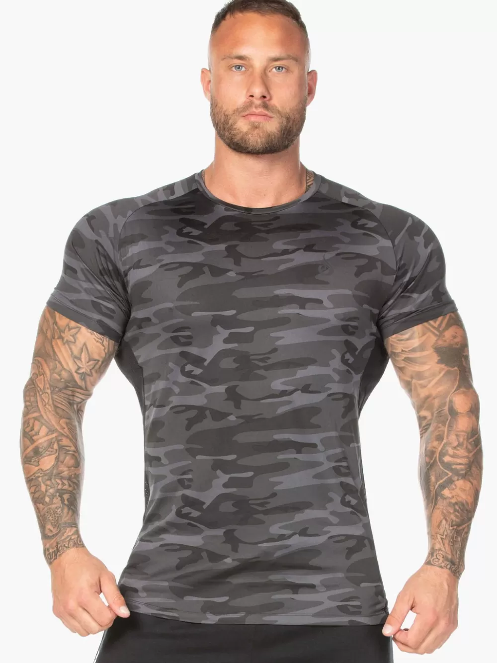 Outlet Camo Mesh T-Shirt Mens Tops