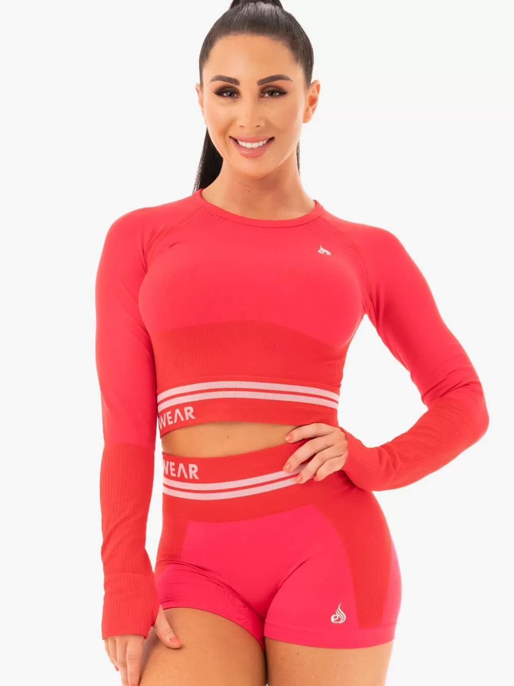 Cheap Freestyle Seamless Long Sleeve Crop Womens Tops