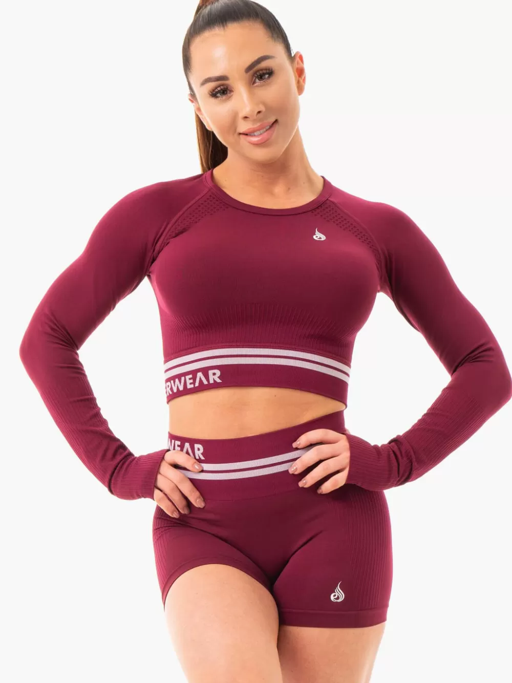 Fashion Freestyle Seamless Long Sleeve Crop Womens Tops