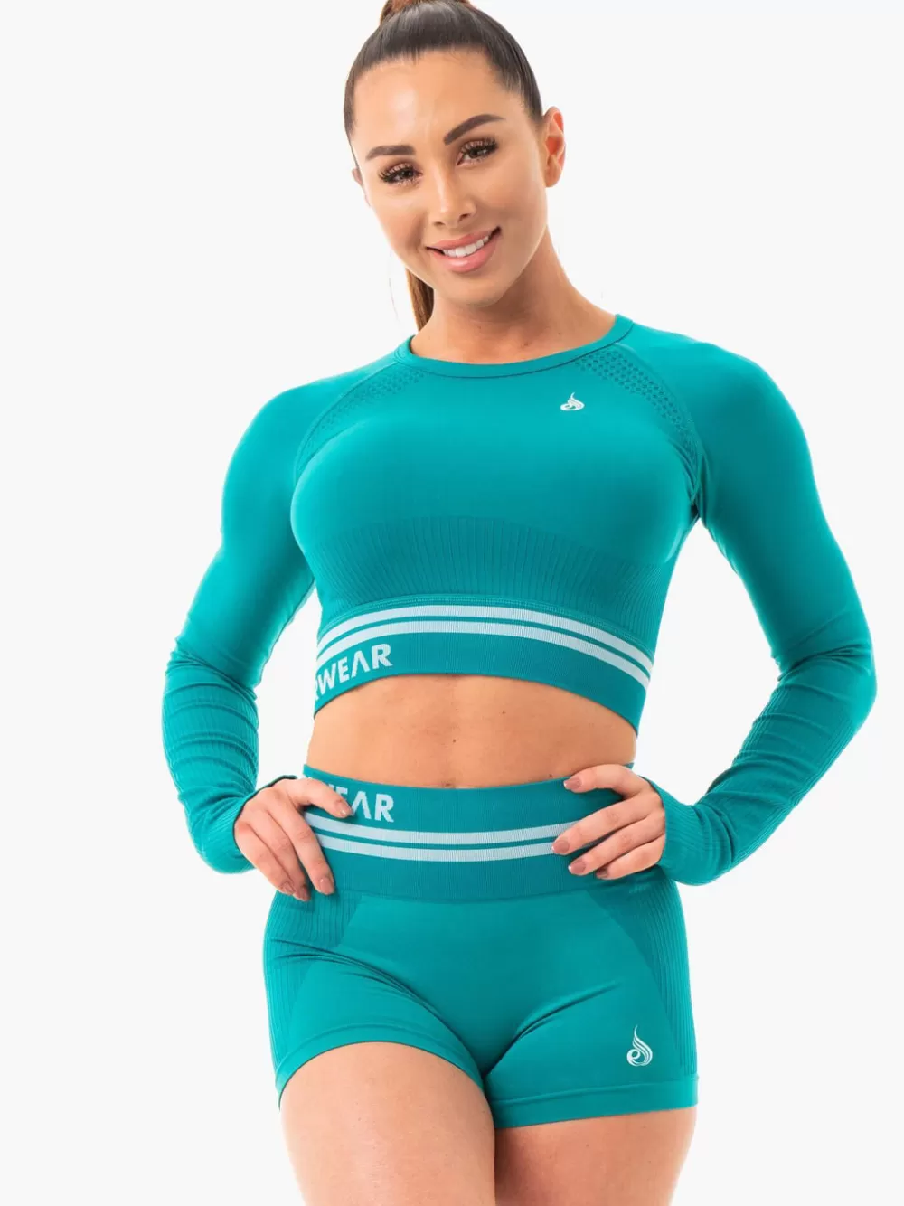 Cheap Freestyle Seamless Long Sleeve Crop Womens Tops