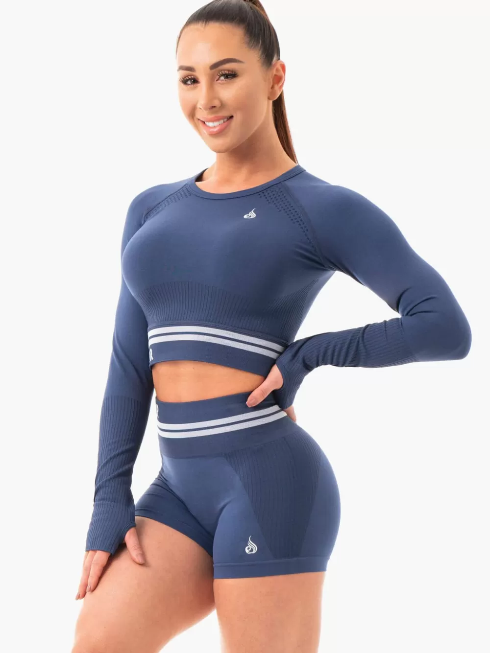 Clearance Freestyle Seamless Long Sleeve Crop Womens Tops