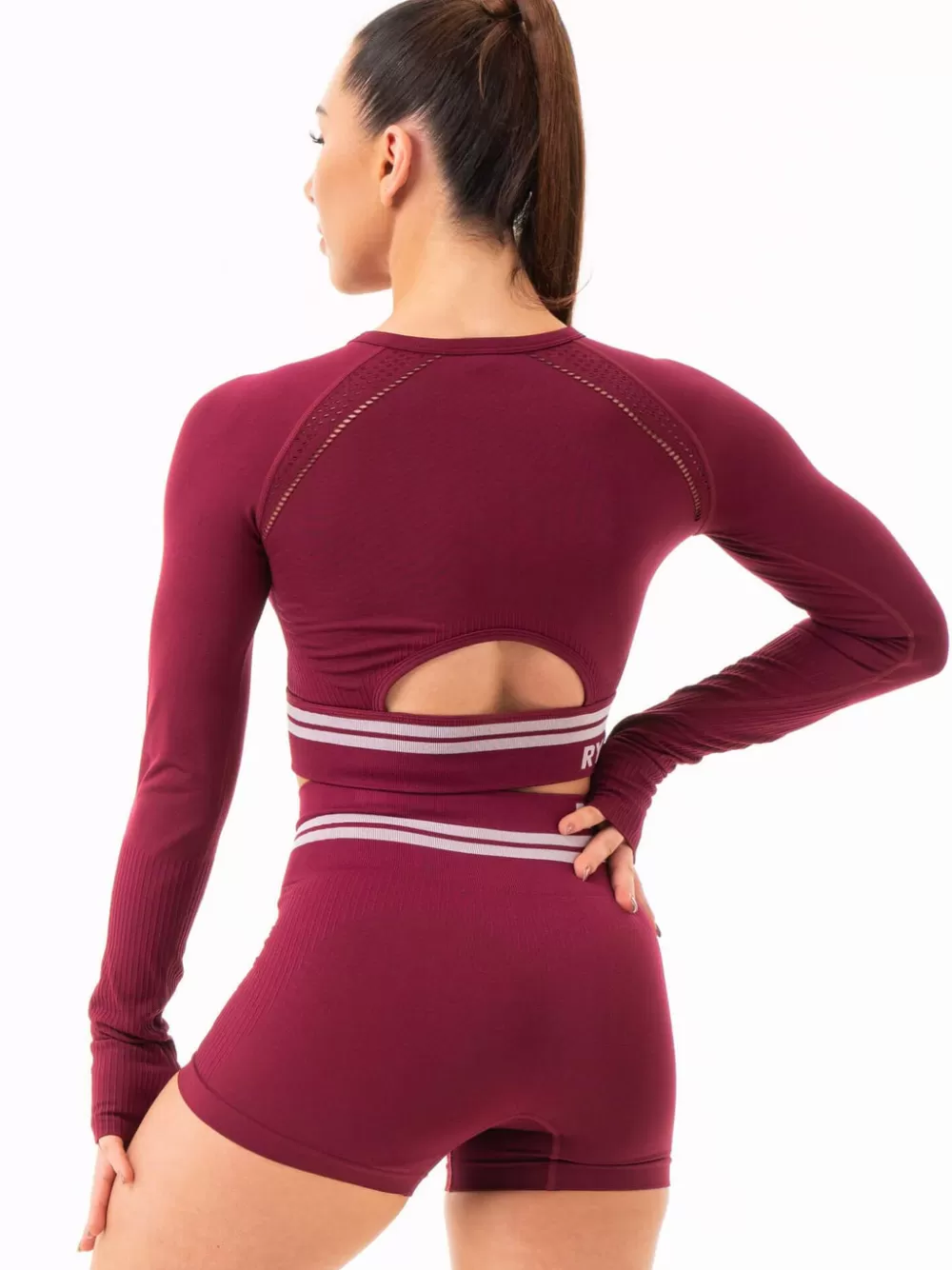 Fashion Freestyle Seamless Long Sleeve Crop Womens Tops