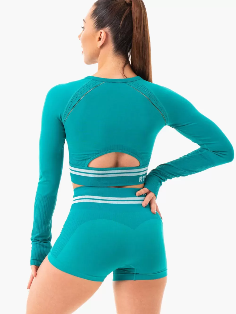 Cheap Freestyle Seamless Long Sleeve Crop Womens Tops