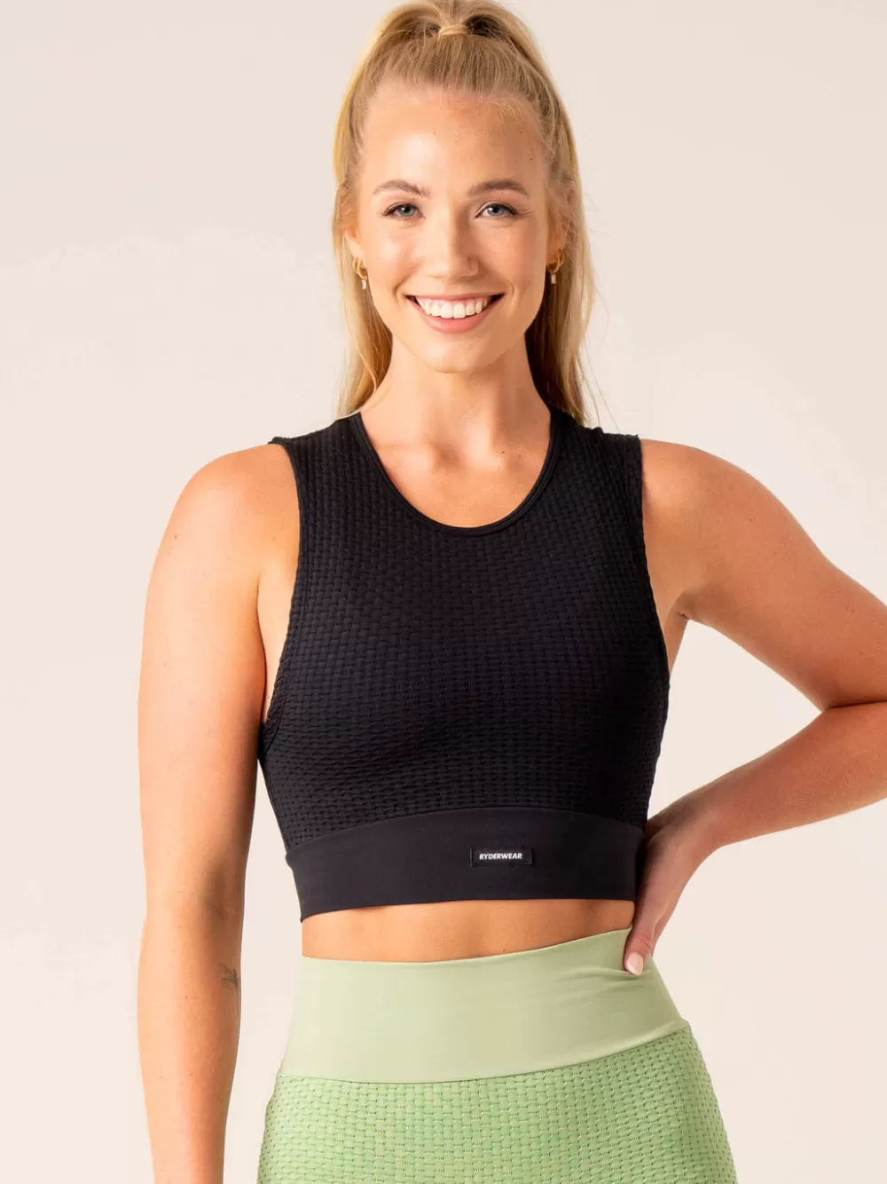 Cheap Honeycomb Seamless Tank Womens Tops