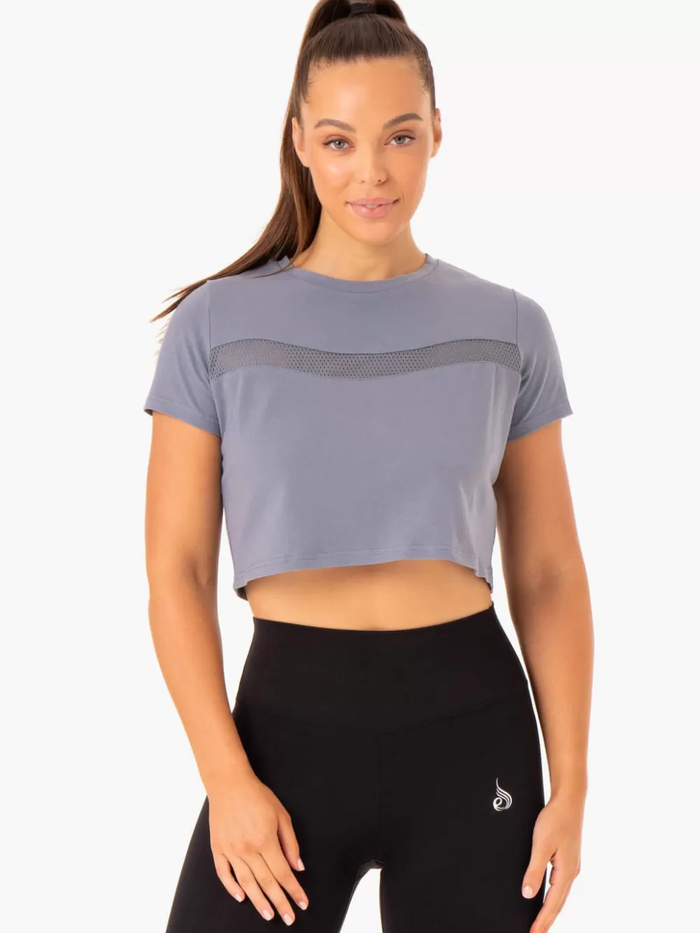 Fashion Hybrid Mesh Tee Womens Tops