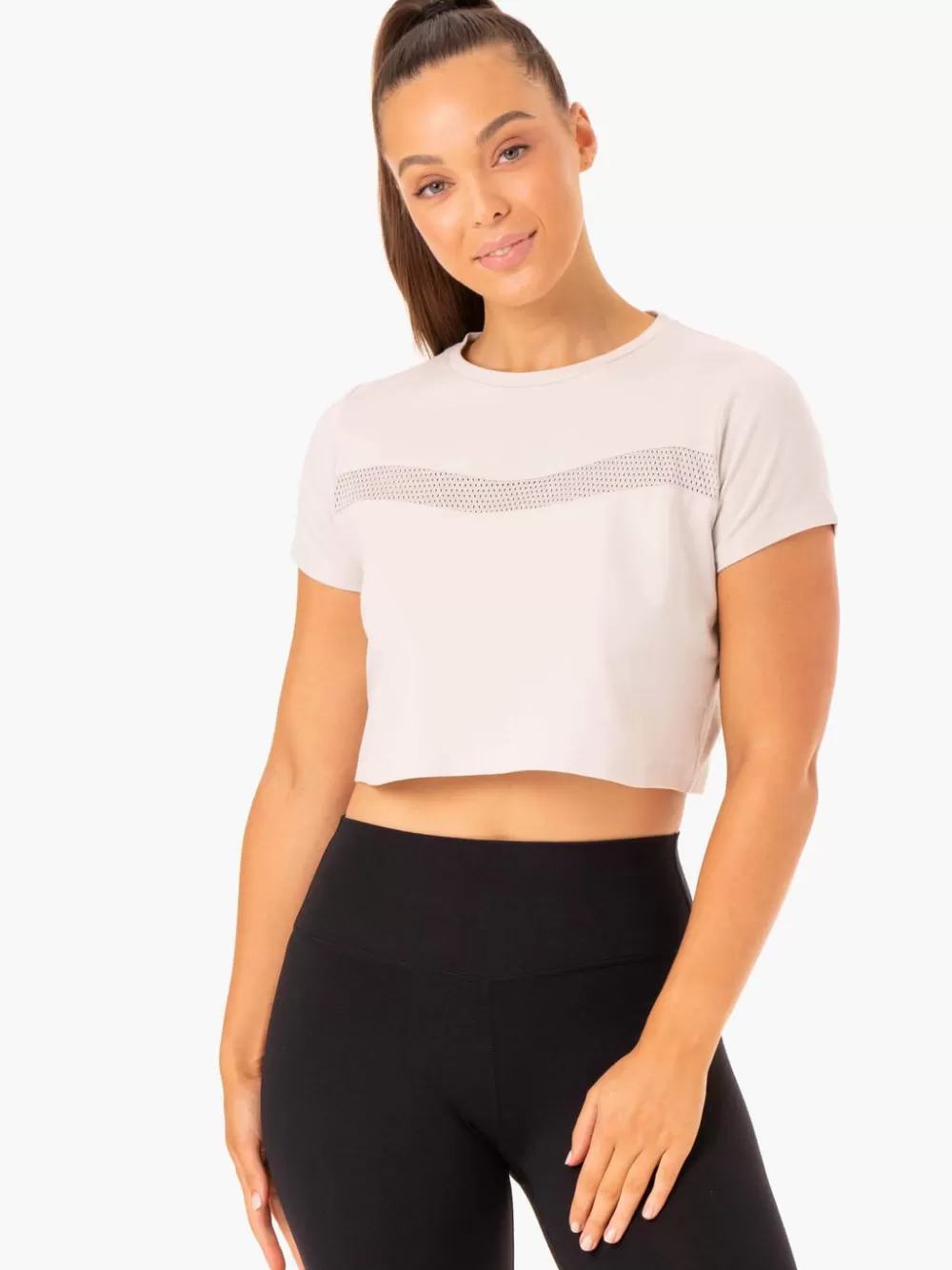 Cheap Hybrid Mesh Tee Womens Tops