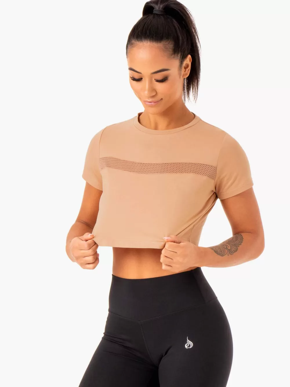 Best Hybrid Mesh Tee Womens Tops