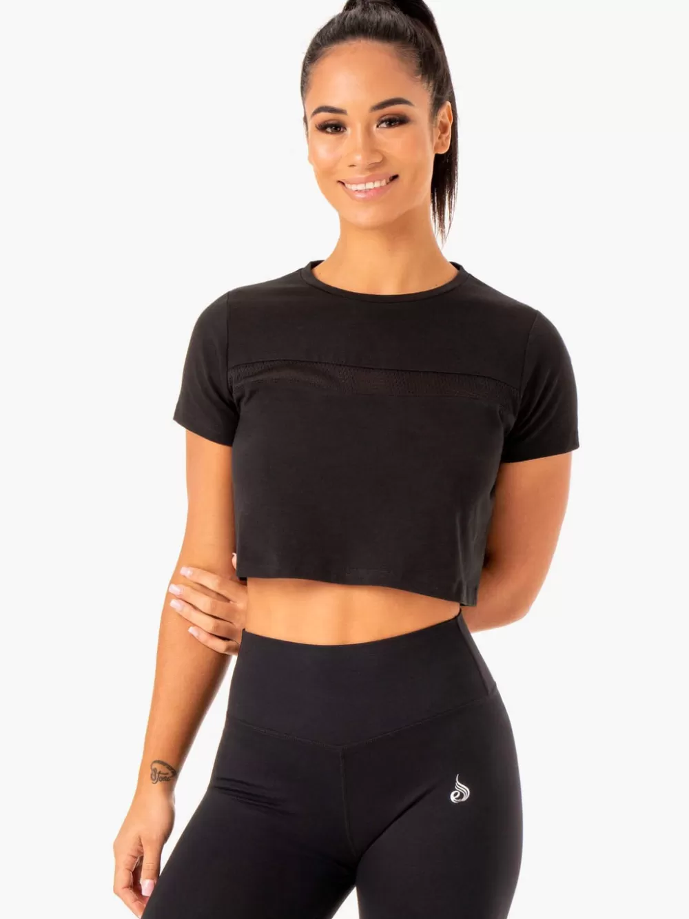 Hot Hybrid Mesh Tee Womens Tops