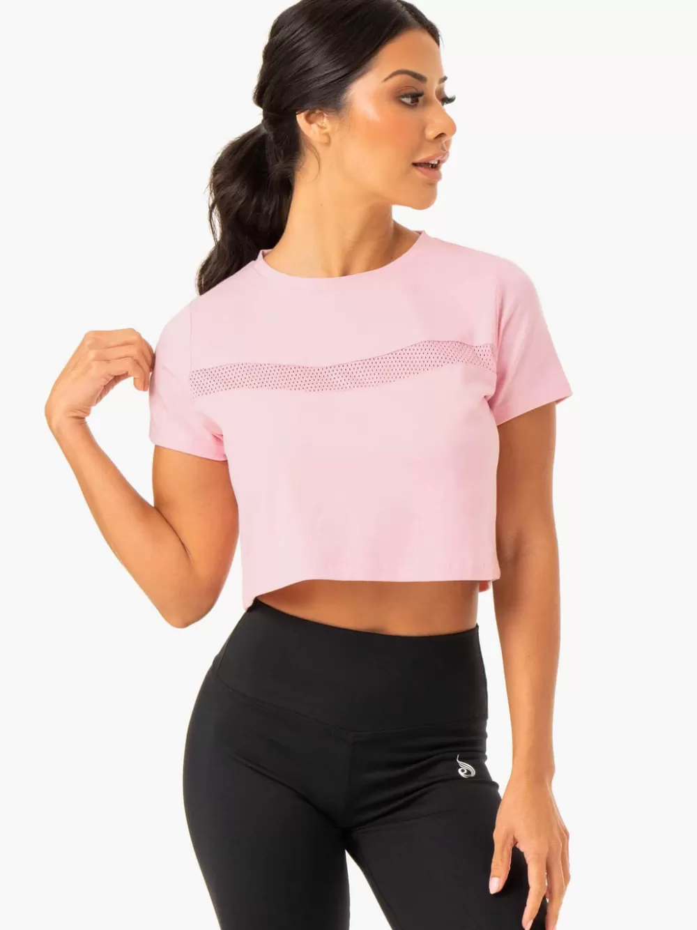 Online Hybrid Mesh Tee Womens Tops