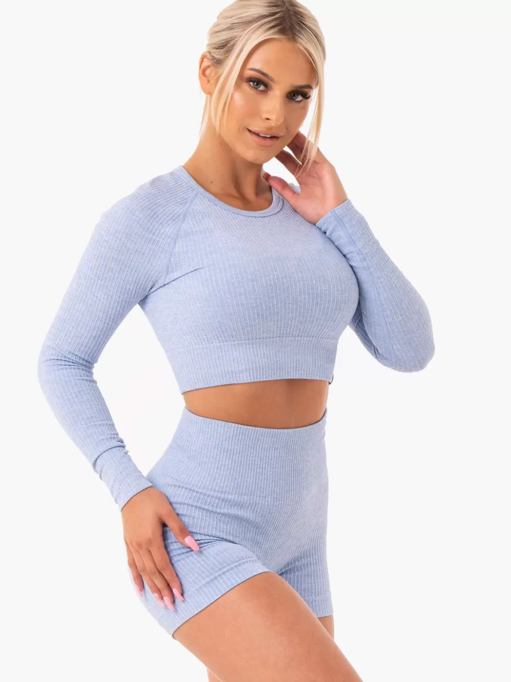 Cheap Rib Seamless Long Sleeve Top Womens Tops