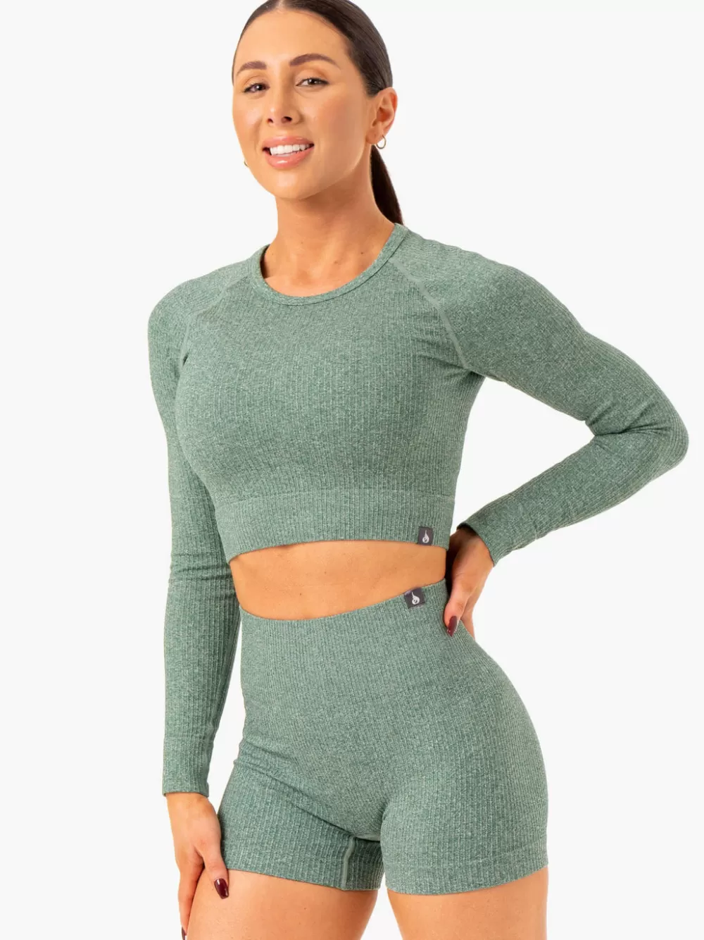 Flash Sale Rib Seamless Long Sleeve Top Womens Tops