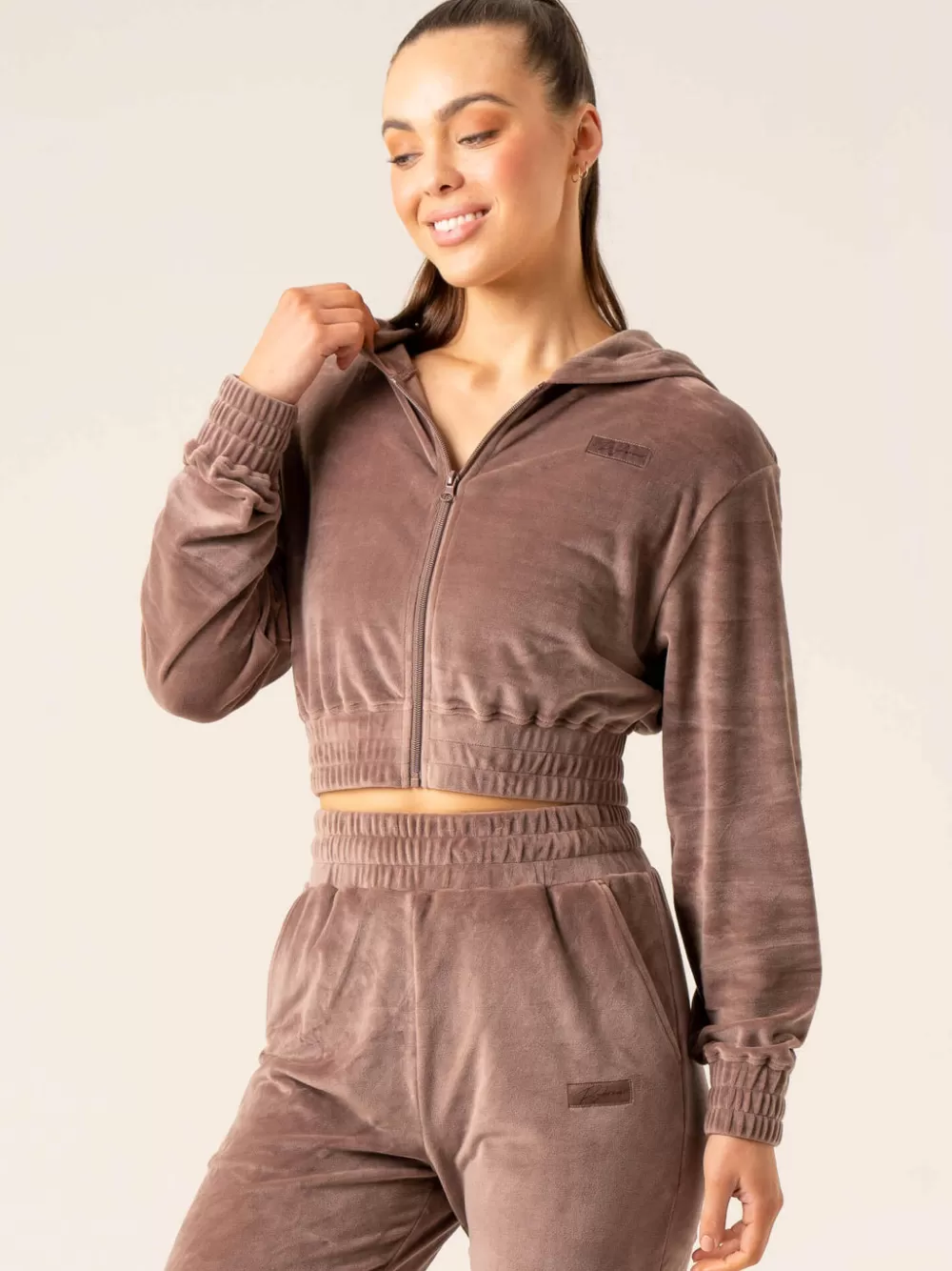 Hot Velour Track Jacket Womens Tops