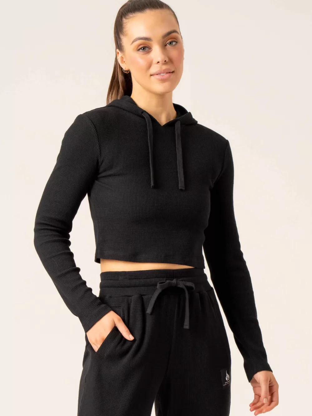 New Women'S Waffle Lounge Hoodie Womens Tops